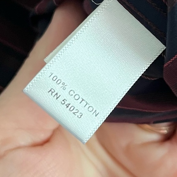 Banana Republic • Burgundy Navy Striped Button Down Shirt Slim Fit - Picture 4 of 5